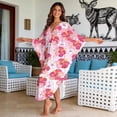 thumbnail image 2 of XYZCANDO Kaftan Dresses for Women V-Neck Swimsuit Cover Up Plus Size Beach Caftan Lounge Dress Flowy Batwing Sleeve Beach Cover Ups Pink Hibiscus Flowers Print Resort Wear for Travel Vacation, 2 of 7