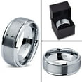 thumbnail image 4 of Tungsten Semicolon Punctuation Mark Symbol Band Ring 8mm Men Women Comfort Fit Gray Step Bevel Edge Brushed Polished, 4 of 4