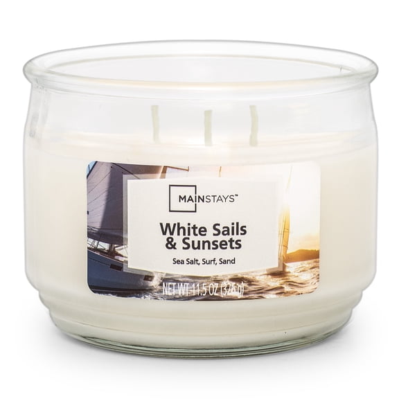 Mainstays White Sails and Sunsets 11.5oz 3-Wick Scented Candle in Glass Jar