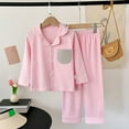 thumbnail image 2 of CAICJ98 Girls Boys Button Down Pajamas Sets Todder Cotton Long Sleeve Warm Fall Winter Sleepwear Pjs Teens Solid Shirts and Pants Fall Outfits for Boys Girls,(Pink,14-15 Years), 2 of 6