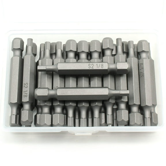 TMAX 25 pc 1/8 Inch Hex Head Screwdriver Impact Ready 2 Inch Length Insert Bits Hex Shank with Quick Release Slot