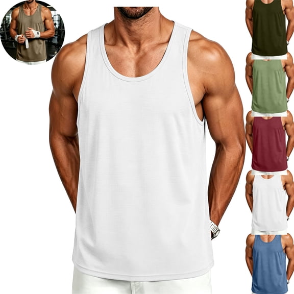Mfakffe Tank Tops For Men Lightweight Workout Summer Sleeveless Muscle Gym Shirts Athletic Beach Tee Shirt