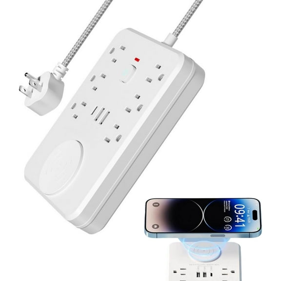 Power Strip with 6 Outlets & 3 USB (2A 1C), 15W Qi Wireless Charger, 5FT Extension Cord, Surge Protector for Home/Office/Dorm | Anker Charging Station for Multiple Devices
