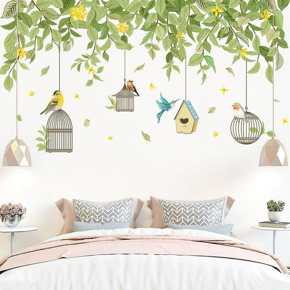 Sticker Mural Verdure, Sticker Mural Fleurs, Sticker Mural Plantes, Sticker Mural Oiseaux Salon, Vignes Couloir Color Sticker Mural Tropical Dcor De C