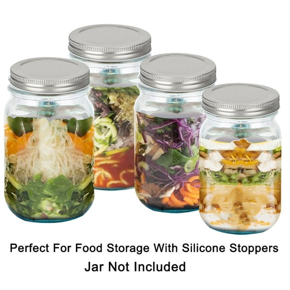 Unique Bargains 20 Pack Metal Mason Jar Lids Wide Mouth Mason Canning Jars Top Food Storage Caps Silver Tone