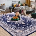 thumbnail image 2 of Homore Antique Floral Faux Wool Area Rug, 5' x 7', Blue, 2 of 7