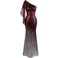 thumbnail image 1 of Angel-fashions Women's Asymmetric Ribbon Gradual Sequin Mermaid Prom Dress, 1 of 5