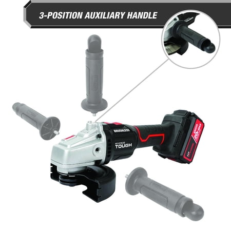 HYPER TOUGH 20V BRUSHLESS 4-1/2-IN CORDLESS ANGLE GRINDER BATTERY & CHARGER