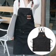 thumbnail image 3 of Delantal de unisex Bolsillos grandes Espalda Delantal de barista ajustable Lona resistente para cocina Hornear Cocinar , negro Soledad Delantal de lona, 3 of 8