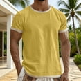 thumbnail image 2 of XIAONU Men's Solid Short Sleeve T-Shirt Crew Neck Daily Casual Tees Tops, 2 of 5
