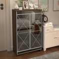 thumbnail image 2 of Entryway Shoe Storage Cabinet, Shoe Rack for Front Door Entrance, Mirrored Cabinet with Double Door Storage, Elegant Decor Mirrored Cabinets with Silver Edging, 2 of 6