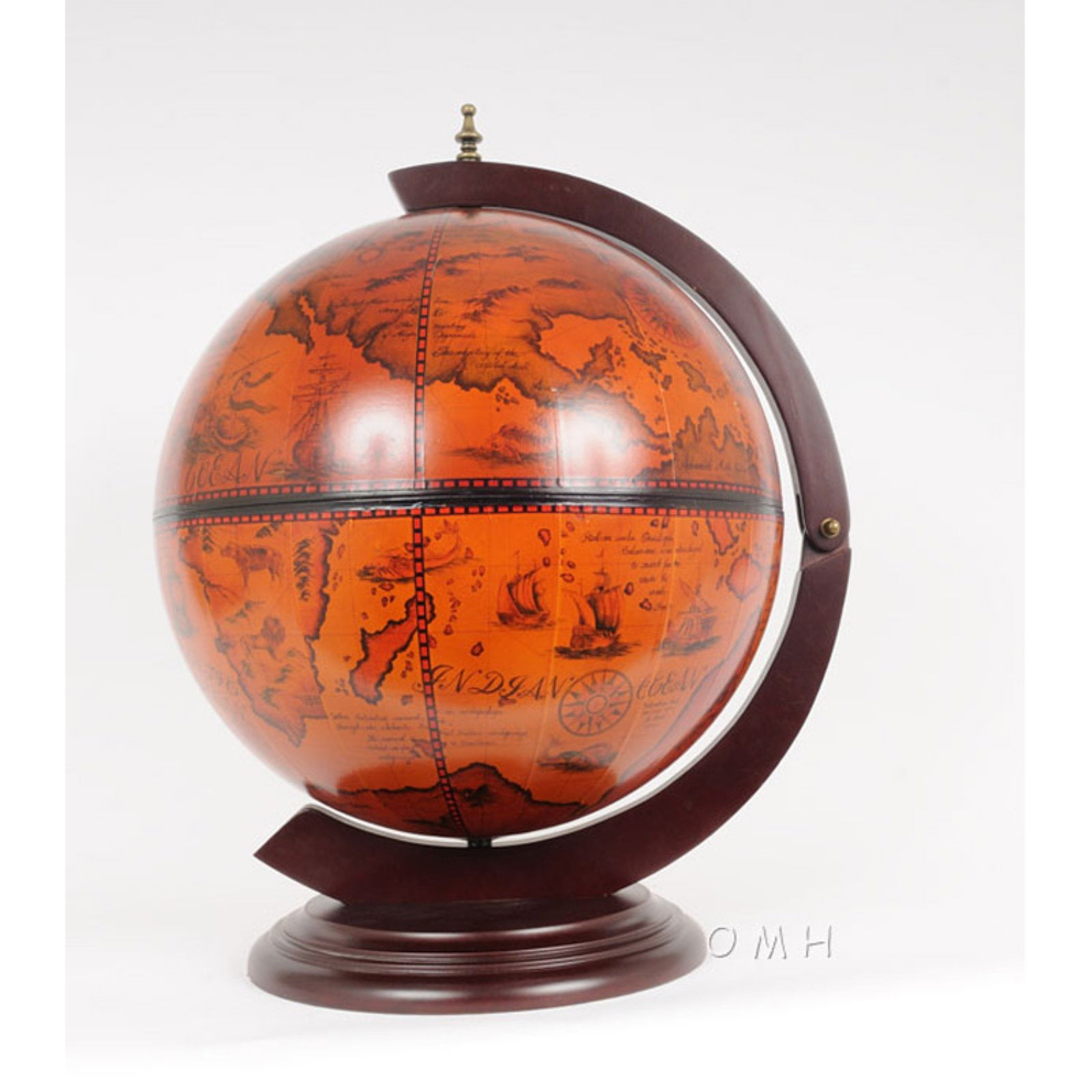 Antique Nautical 16in. Tabletop Bar Globe