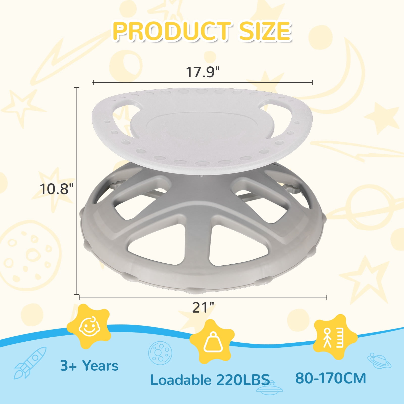 TLSUNNY Spinning Chair for Autistic Kids, Sensory Swivel Chair, 360° Sit and Spin Toys w/Upgraded Base, Body Coordination, 220 LBS Load