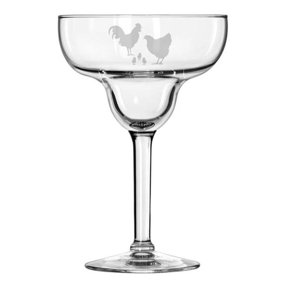 15 oz Margarita Cocktail Glass Gift Chicken Family