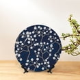 thumbnail image 6 of Bingfone Cherry Blossoms on Navy Background Print Bone China Dinner Decorative Plates,Handmade Ceramic Dinner Plate with Stand for Home Club-8in, 6 of 6