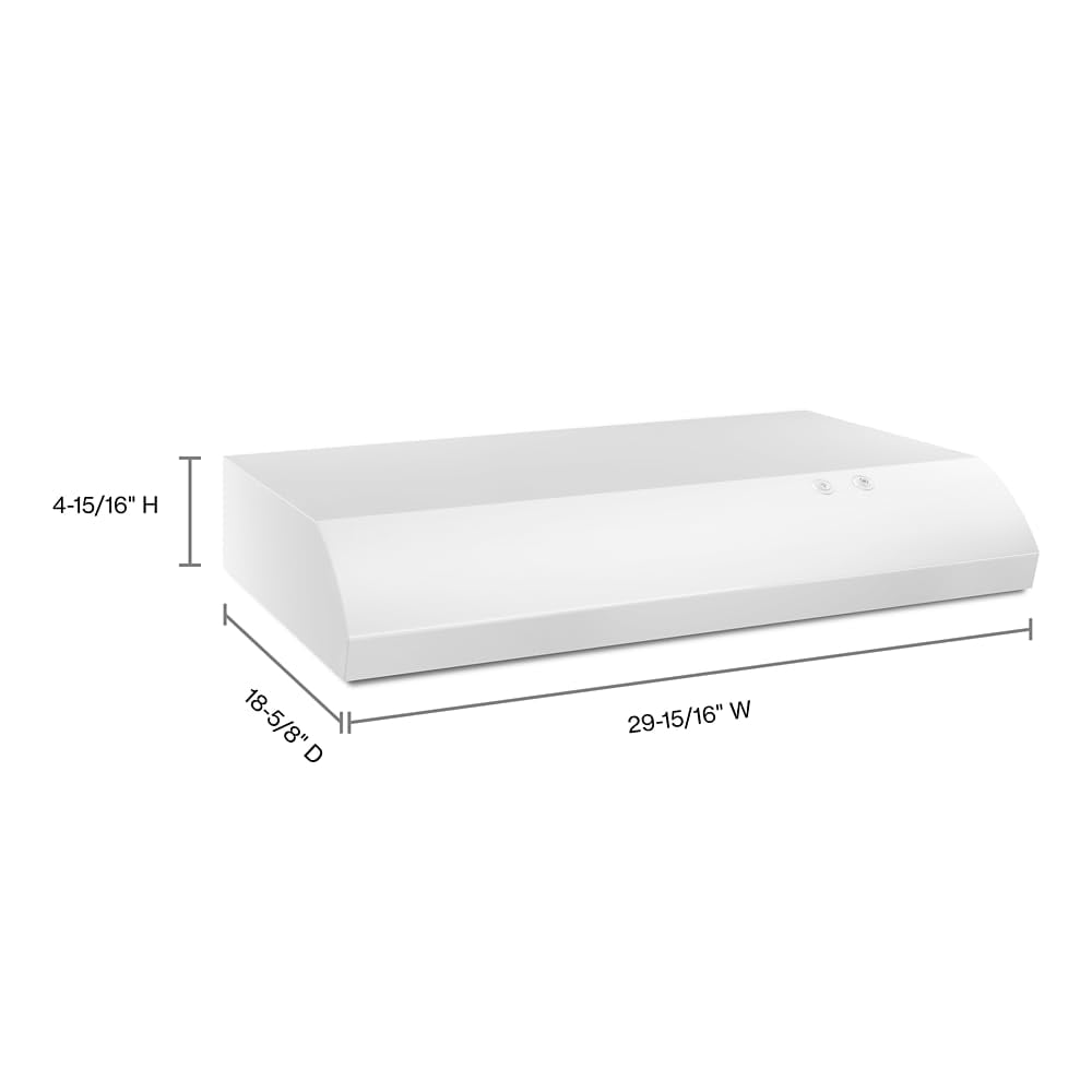 WHIRLPOOL GIDDS-1029935 30" 2-Speed Built-In Range Hood With Vent, White, 190 Cfm, 120V
