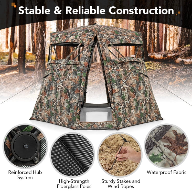Topcobe 360° One Way See Through Ground Hunting Blind for Deer and Turkey Hunting, Waterproof Camping Tents Easy Setup