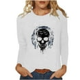 thumbnail image 2 of YUGYXL Women's Halloween Sweatshirts Skull Graphic T Shirts Long Sleeve Pullover Tops Gothic Fall Clothes White M, 2 of 7
