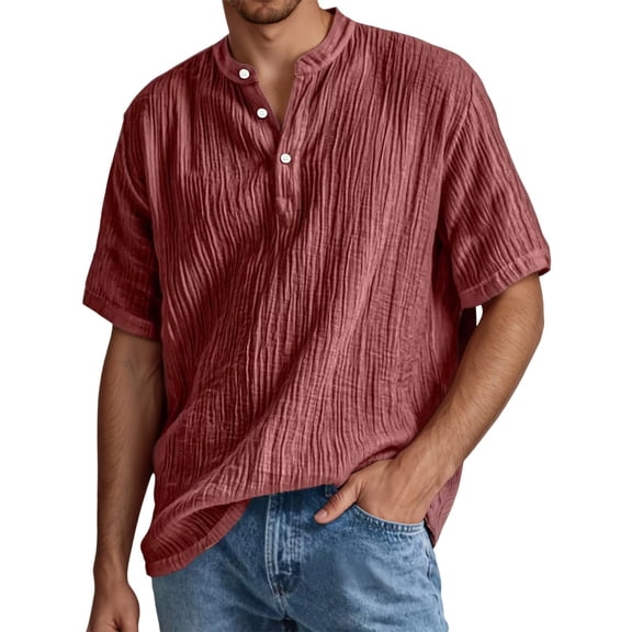 oqasdz Mens Classic Three Buttons Shirt Comfort Solid Color Versatile Relaxed Fit Breathable formal Shirt Regular Fit Trendy Outwear