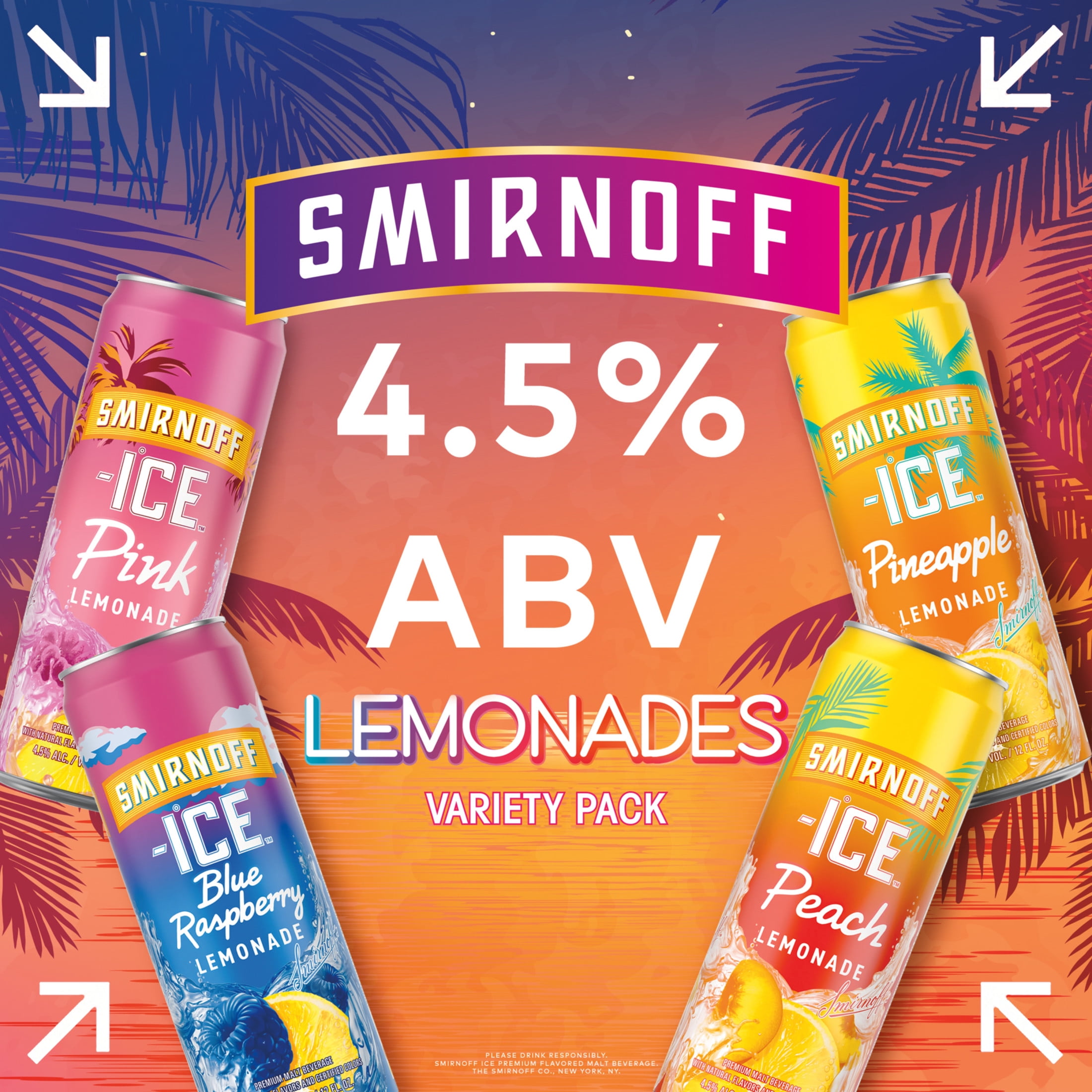 Smirnoff Ice Neon Lemonade Variety Pack, 12 fl oz, 12 Pack