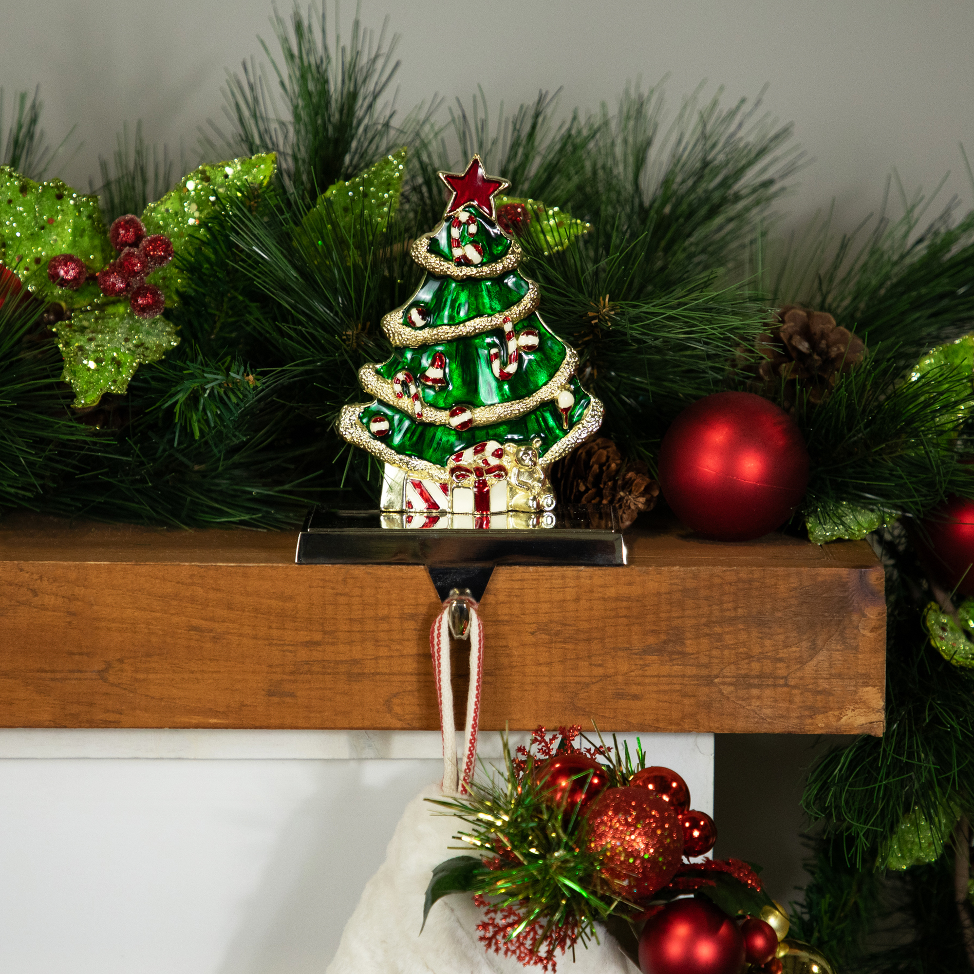 Northlight Decorated Christmas Tree Metal Stocking Holder - 6"