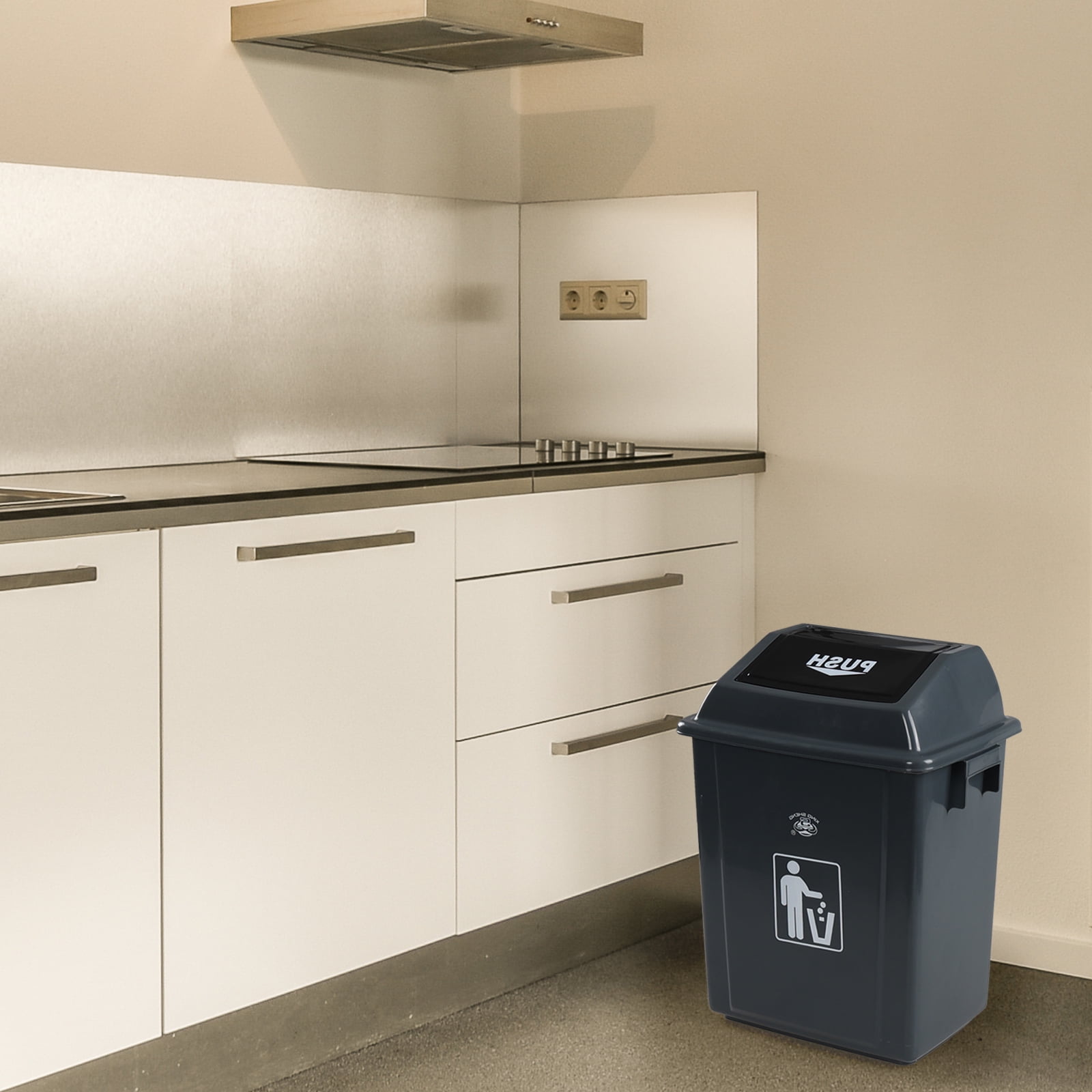 Parlynies 4-Pack 8 Gallon Kitchen Trash Can with Swing Lid, Plastic Kitchen Garbage Can, Gray