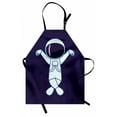 thumbnail image 1 of Science Party Apron, Whimsical Cartoon Style Image of an Astronaut Dancing on Outer Space, Unisex Kitchen Bib with Adjustable Neck for Cooking Gardening, Adult Size, Indigo White Blue, by Ambesonne, 1 of 4