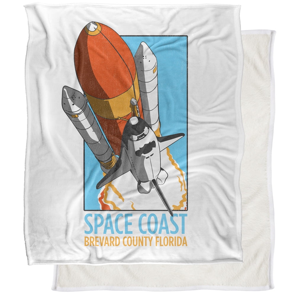 NASA Space Coast Silky Touch Sherpa Back Super Soft Throw Blanket, Space Coast