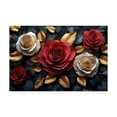 thumbnail image 5 of Mudket Framed Canvas Wall Art Red White Rose Floral Prints Wall Art Modern Botanical Flower Wall Decor Ready to Hang for Living Room Bedroom Home Decor Floral Canvas Print - 12"L x 8"W, 5 of 10