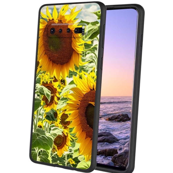 Compatible with Samsung Galaxy S10+ Plus Phone Case, Sunflowers-3 Case Men Women, Flexible Silicone Shockproof Case for Samsung Galaxy S10+ Plus