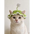 thumbnail image 4 of Cute Flower Crochet Pet Bucket Hat, Hand Knitted Floral Sun Hat Adjustable Neck Strap Headwear for Small Dogs Cats Holiday Photo Prop Accessories, 4 of 5