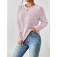 thumbnail image 6 of Women'S Crewneck Long Sleeves Crochet Light-Weight Knit Sweaters for Women Trendy Fall Outfits Pink XL, 6 of 8