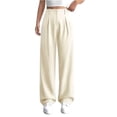 thumbnail image 2 of Women High Waisted Work Pants Business Casual Outfits Office Dress Pants Trousers with Pockets White L, 2 of 6