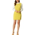 thumbnail image 1 of Allegra K Robe de Noël pour Femme Peter Pan Années 60 à Blocs de Couleur Mini à Manches Longues Robes TG Jaune, 1 of 8