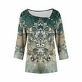 thumbnail image 3 of Hvot&aat Womens Asymmetrical Square Neck Button Tops 3/4 Length Sleeve Business Blouses Loose Fit T Shirt, 3 of 4