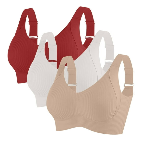SPZTSX Women's 3 PCS Wireless Bras for Women Seamless Comfort Full Coverage Plus Size Bralette Soft Stretchy Everyday Bra