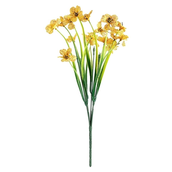 Spring Porch Decor,Faux Flowers,Artificial Flowers 6pcs Bundles Fake Flowers No Fade Faux Plastic Plants,Spring Home Decor,Plastic Flowers,Spring Decorations For Home(Yellow)