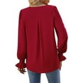 thumbnail image 5 of Fangasis Ladies Blouse Solid Color Tops V Neck Shirts Women Comfy Tunic Shirt Loose Work Claret XL, 5 of 6