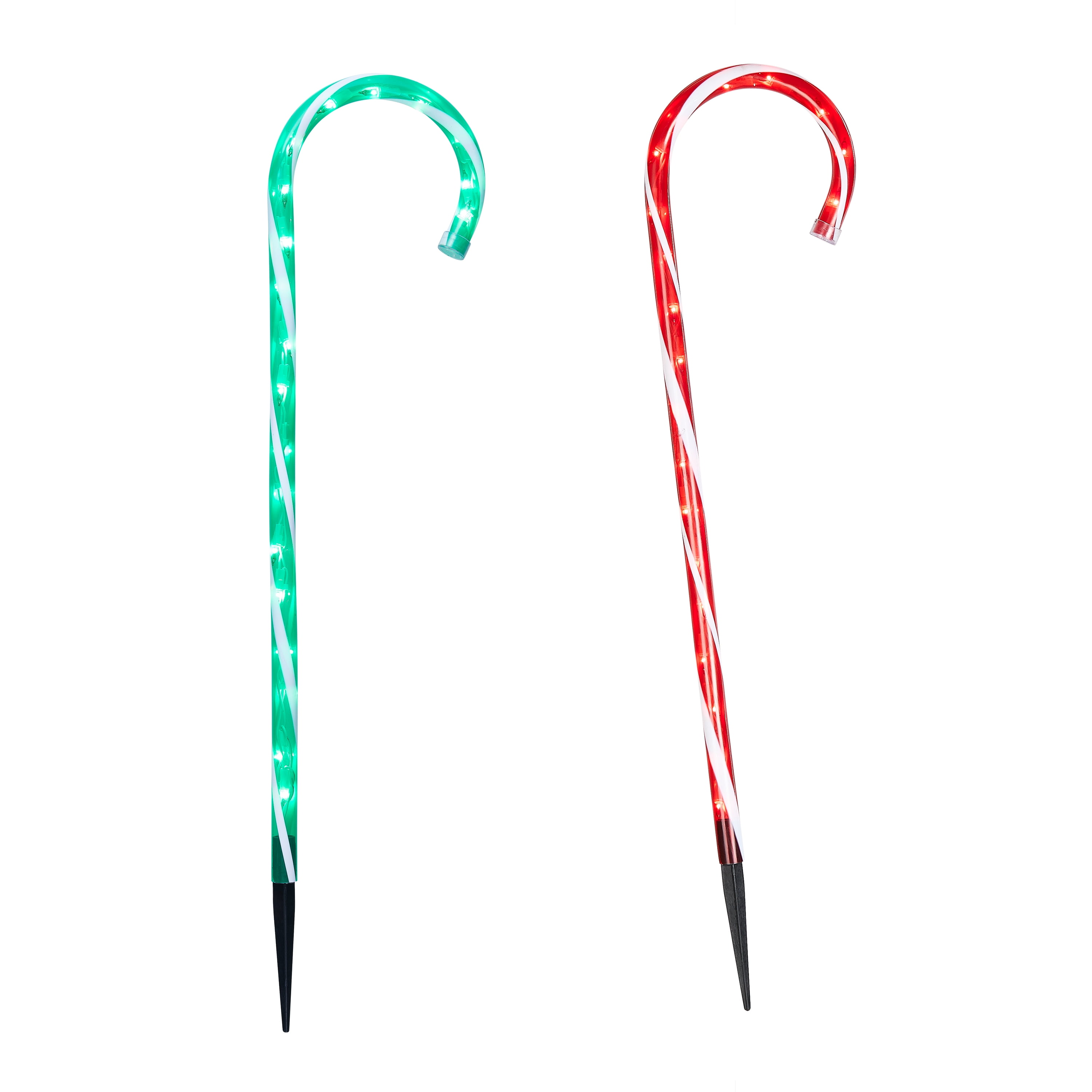 Holiday Time Light Up Candy Cane Christmas Yard Stake, 26&quot;, Set of 3