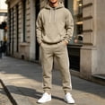 thumbnail image 2 of Zynoxe Sweatsuits Men 2 Piece Outfit Streetwear Drawstring Pullover Sweatshirt and Striped Jogger Pants Fall Clothes Fashion Soft Lounge Sets with Pockets, 2 of 9