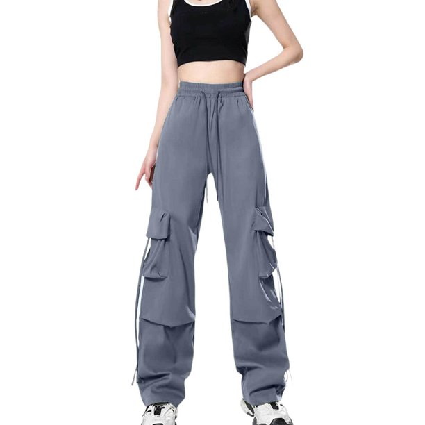 Pantalones casuales de cintura elástica para mujer - Adorno con cordón, bolsillos, poliéster, primavera/verano/otoño, S-XXXL