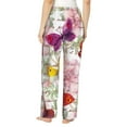 thumbnail image 3 of Uemuo Butterflies and Vintage Pattern Women's Wide Leg Palazzo Lounge Pants with Pockets Light Weight Loose Comfy Casual Pajama Pants-Small, 3 of 9