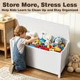 thumbnail image 6 of SESSLIFE Toy Storage Box with Lid, Wooden Toy Chest Seating Bench for Boys and Girls, Safety Hinged Storage Chest, Toy Organizer for Playroom Bedroom Entryway, White, 6 of 7