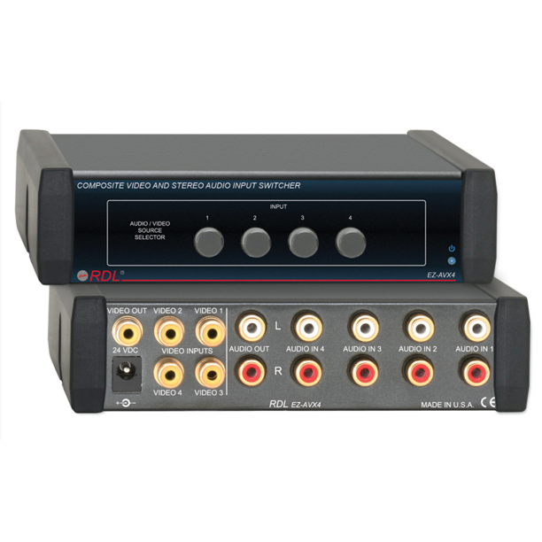 RDL EZAVX4 Composite Video and Stereo Audio Input Switcher 4X1