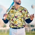 thumbnail image 5 of Zufioo Lilies Flowers Print Men's Baseball Short Sleeve, Moisture Wicking Button-Down Hip Hop Tee-X-Large, 5 of 7