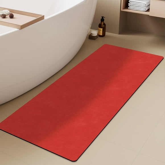 Alfombra de baño TYUU, 43 x 150 cm, antideslizante, lavable, roja