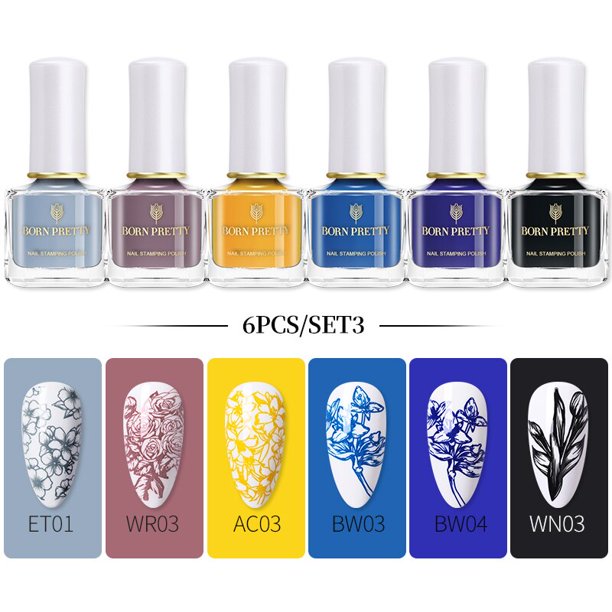 BORN PRETTY Nail Stamping Set Black White Stamping Polish Flower Geometry Pattern Nail Art Template Kit Basic Stamping Plate LotChina Gong Bohan LED