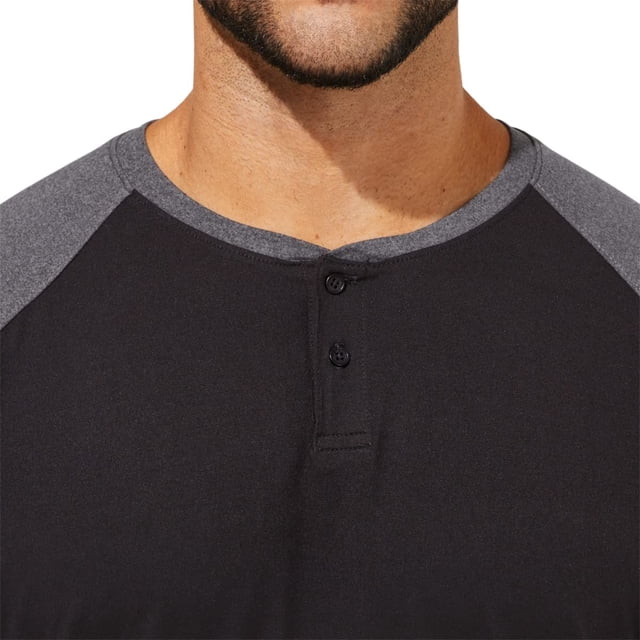 ASICS Mens Performance Henley Shirt, Black, Large