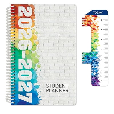 2026-2027 Excello Brands 5.5" x 8" Academic Weekly & Monthly Planner, Paperboard Cover, White Brick (NAY27-SM5585)
