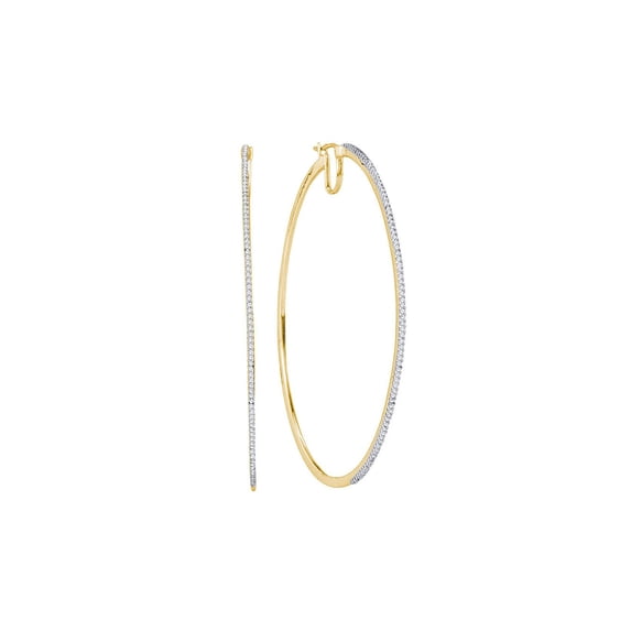 FB Jewels 10kt Yellow Gold Womens Round Diamond Hoop Earrings 1/2 Cttw